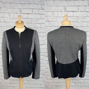 classiques entier Black & Gray Mesh Look Zip Career Style Jacket Size Large New!